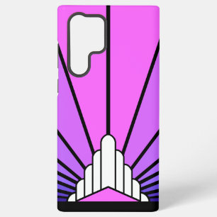 Art deco zon in paarse & roze samsung galaxy hoesje