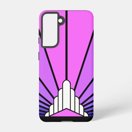 Art deco zon in paarse & roze samsung galaxy hoesje (Achterkant)