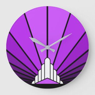 Art deco zon in paarse wandklok