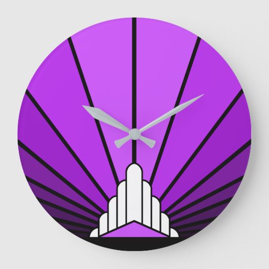 Art deco zon in paarse wandklok (Voorkant)