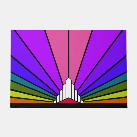 Art deco zon in regenboog deurmat (Voorkant)