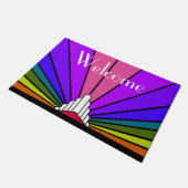 Art deco zon in regenboog deurmat (Schuin)