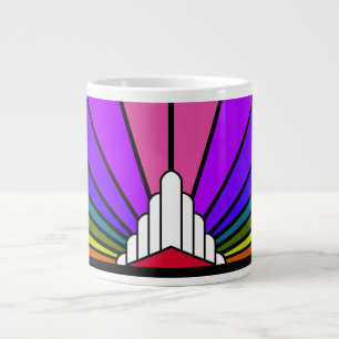 Art deco zon in regenboog grote koffiekop