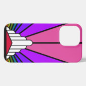 Art deco zon in regenboog iPhone hoesje (Achterkant horizontaal)