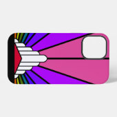 Art deco zon in regenboog iPhone hoesje (Achterkant horizontaal)