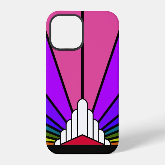 Art deco zon in regenboog iPhone hoesje (Achterkant)
