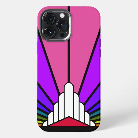 Art deco zon in regenboog iPhone hoesje (Achterkant)