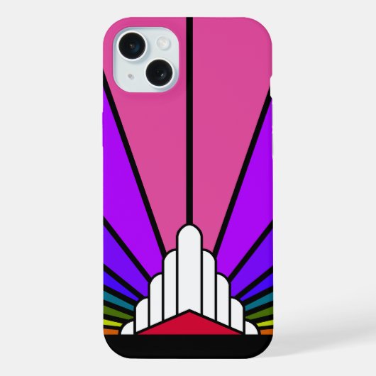 Art deco zon in regenboog iPhone hoesje (Achterkant)