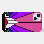 Art deco zon in regenboog iPhone hoesje (Achterkant horizontaal)