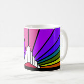 Art deco zon in regenboog koffiemok (Voorkant rechts)