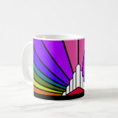 Art deco zon in regenboog koffiemok (Voorkant links)