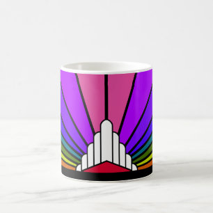 Art deco zon in regenboog koffiemok