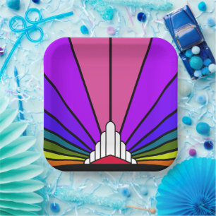 Art deco zon in regenboog Papier Bord