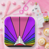 Art deco zon in regenboog Papier Bord (Feest)
