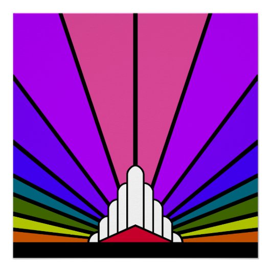 Art deco zon in regenboog perfect poster (Voorkant)
