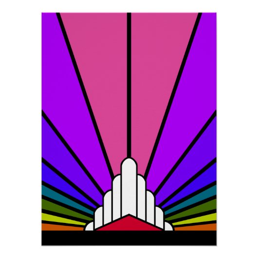 Art deco zon in regenboog perfect poster (Voorkant)