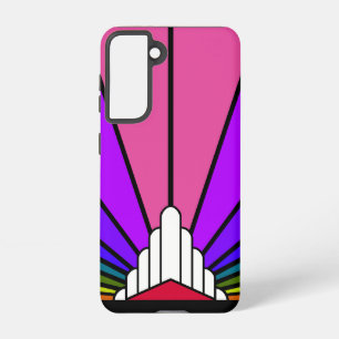 Art deco zon in regenboog samsung galaxy hoesje