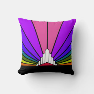 Art deco zon in regenboog Sierkussen