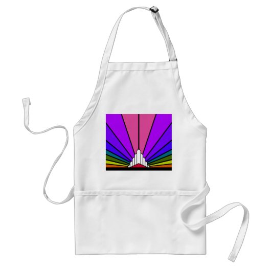 Art deco zon in regenboog standaard schort (Voorkant)
