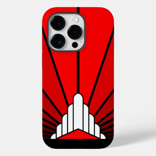 Art deco zon in rood Case-Mate iPhone case (Achterkant)