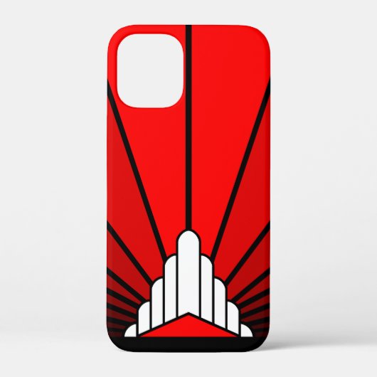 Art deco zon in rood Case-Mate iPhone case (Achterkant)