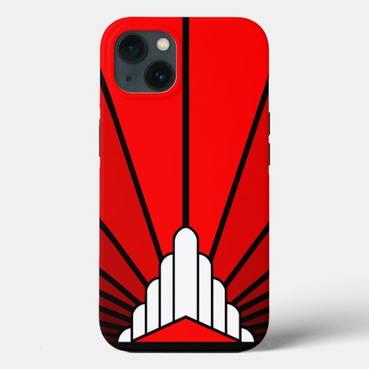 Art deco zon in rood Case-Mate iPhone case (Achterkant)