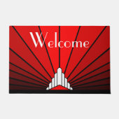 Art deco zon in rood deurmat (Voorkant)