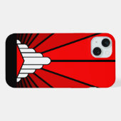 Art deco zon in rood iPhone hoesje (Achterkant horizontaal)