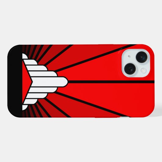 Art deco zon in rood iPhone hoesje (Achterkant horizontaal)