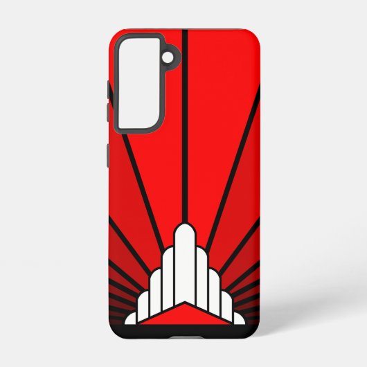Art deco zon in rood samsung galaxy hoesje (Achterkant)