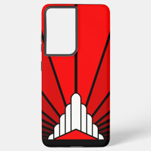 Art deco zon in rood samsung galaxy hoesje
