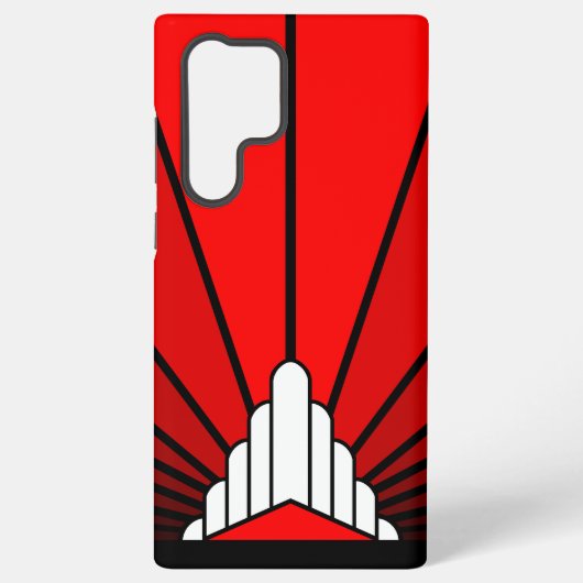 Art deco zon in rood samsung galaxy hoesje (Achterkant)
