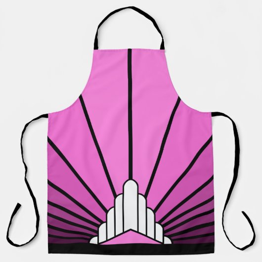 Art deco zon in roze All-Over Print Schort (Voorkant)