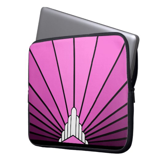 Art deco zon in roze Electronics Bag Laptop Sleeve (Voorkant Links)