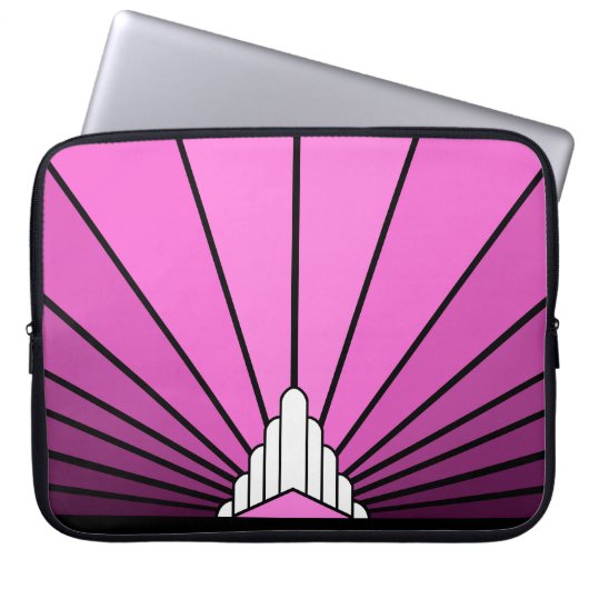 Art deco zon in roze Electronics Bag Laptop Sleeve (Voorkant)