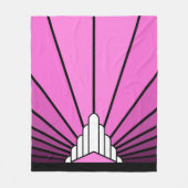 Art deco zon in roze Fleece Deken (Voorkant)