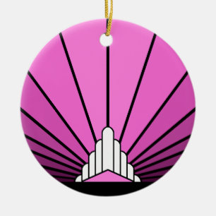 Art deco zon in roze keramisch ornament