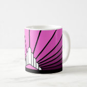 Art deco zon in roze koffiemok (Voorkant rechts)