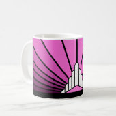 Art deco zon in roze koffiemok (Voorkant links)