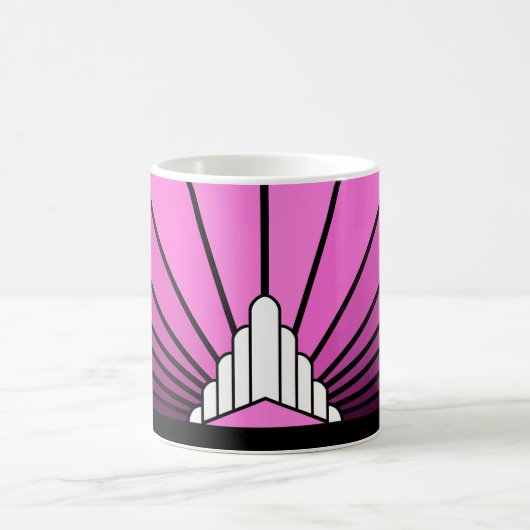 Art deco zon in roze koffiemok (Center)