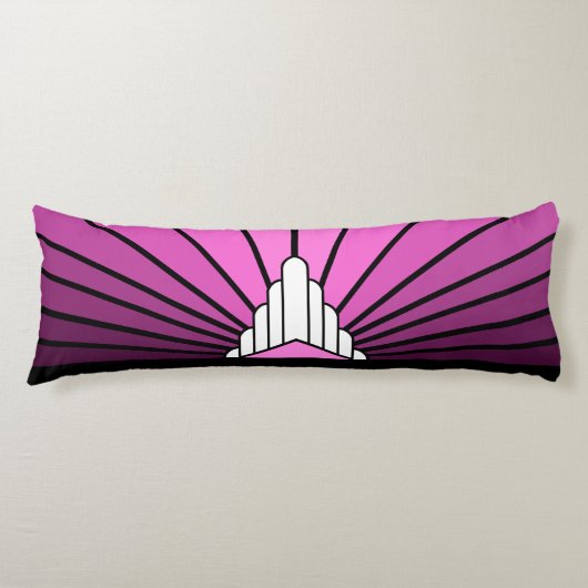 Art deco zon in roze lichaamskussen (Voorkant)