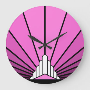 Art deco zon in roze Wandklok