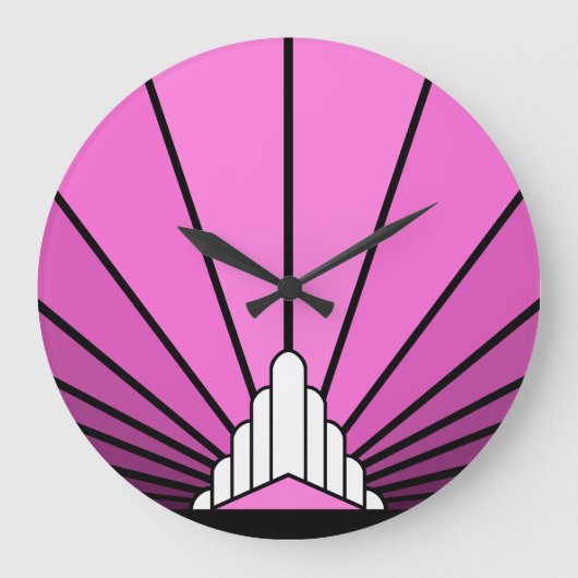 Art deco zon in roze Wandklok (Voorkant)