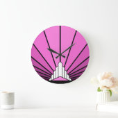 Art deco zon in roze Wandklok (Huis)