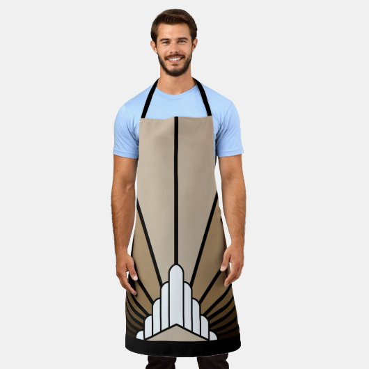 Art deco zon in tan All-Over Print Schort (Gedragen)