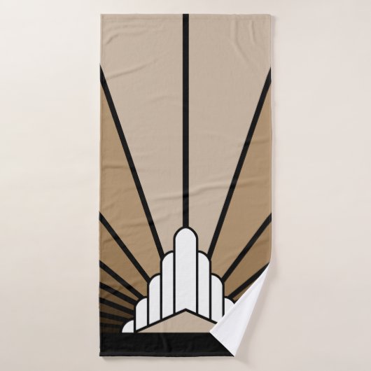Art deco zon in tan bad handdoek (Badhanddoek)