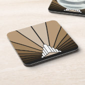 Art deco zon in tan bier onderzetter (Linkerzijde)