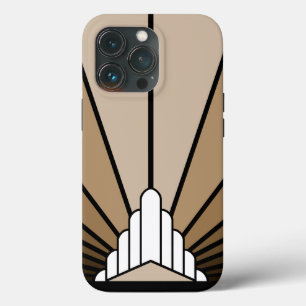 Art deco zon in tan Case-Mate iPhone case