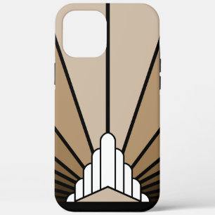 Art deco zon in tan Case-Mate iPhone case