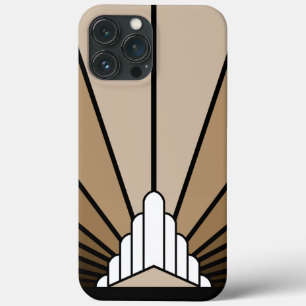 Art deco zon in tan Case-Mate iPhone case